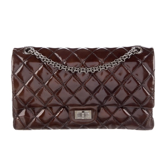 CHANEL Handbags - CHANEL Reissue Double Flap 226 Patent Brown Burgundy Handbag